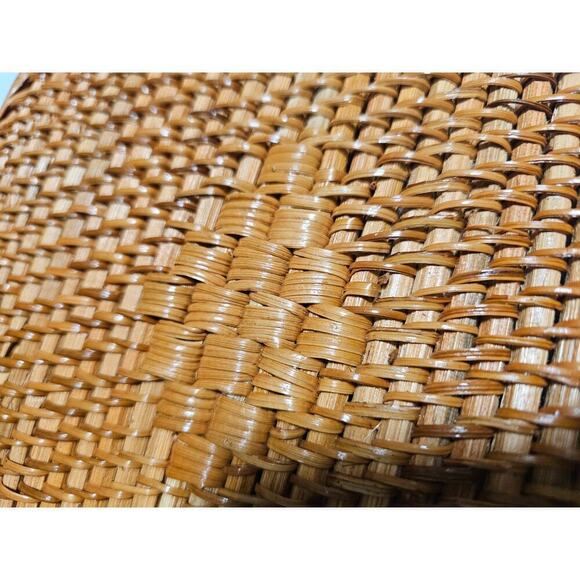 Rattan woven vintage purse. Leather strap. Handmade. Unique. Rare find.‎ Hippie. - Picture 9 of 14